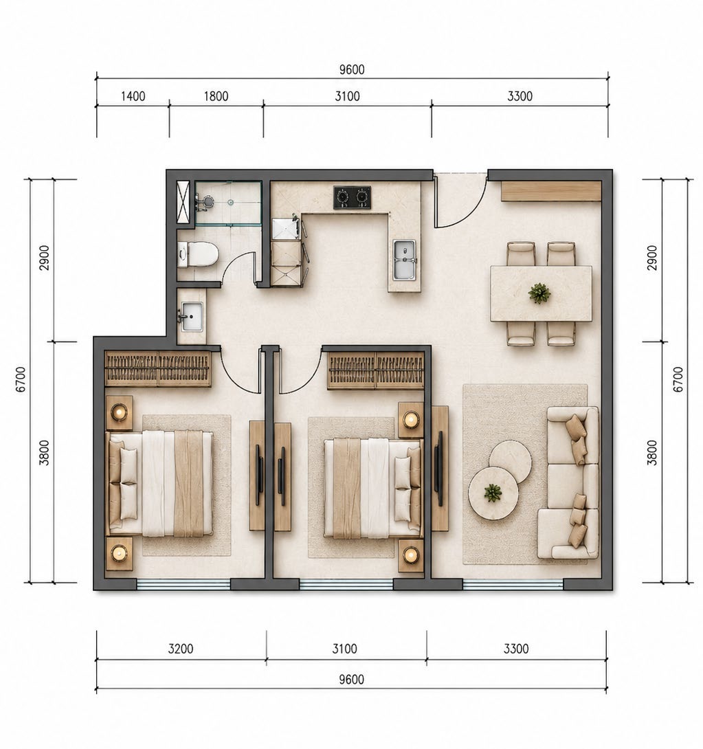 Planta A3-2 · 63,63 m²