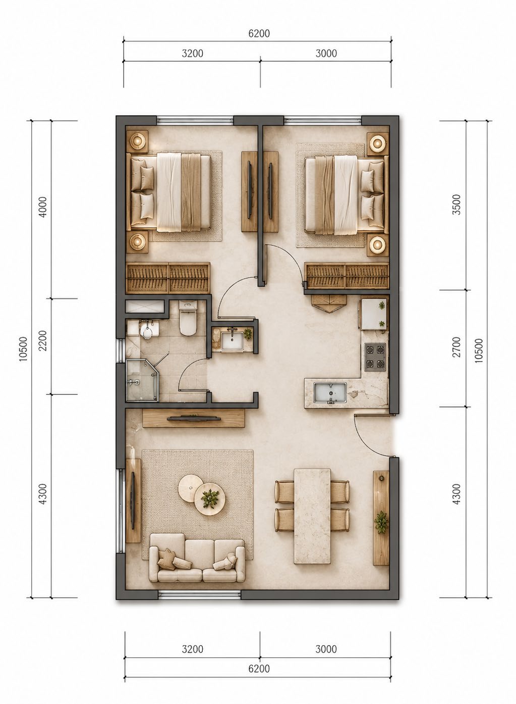 Planta A3-3 · 62,21 m²